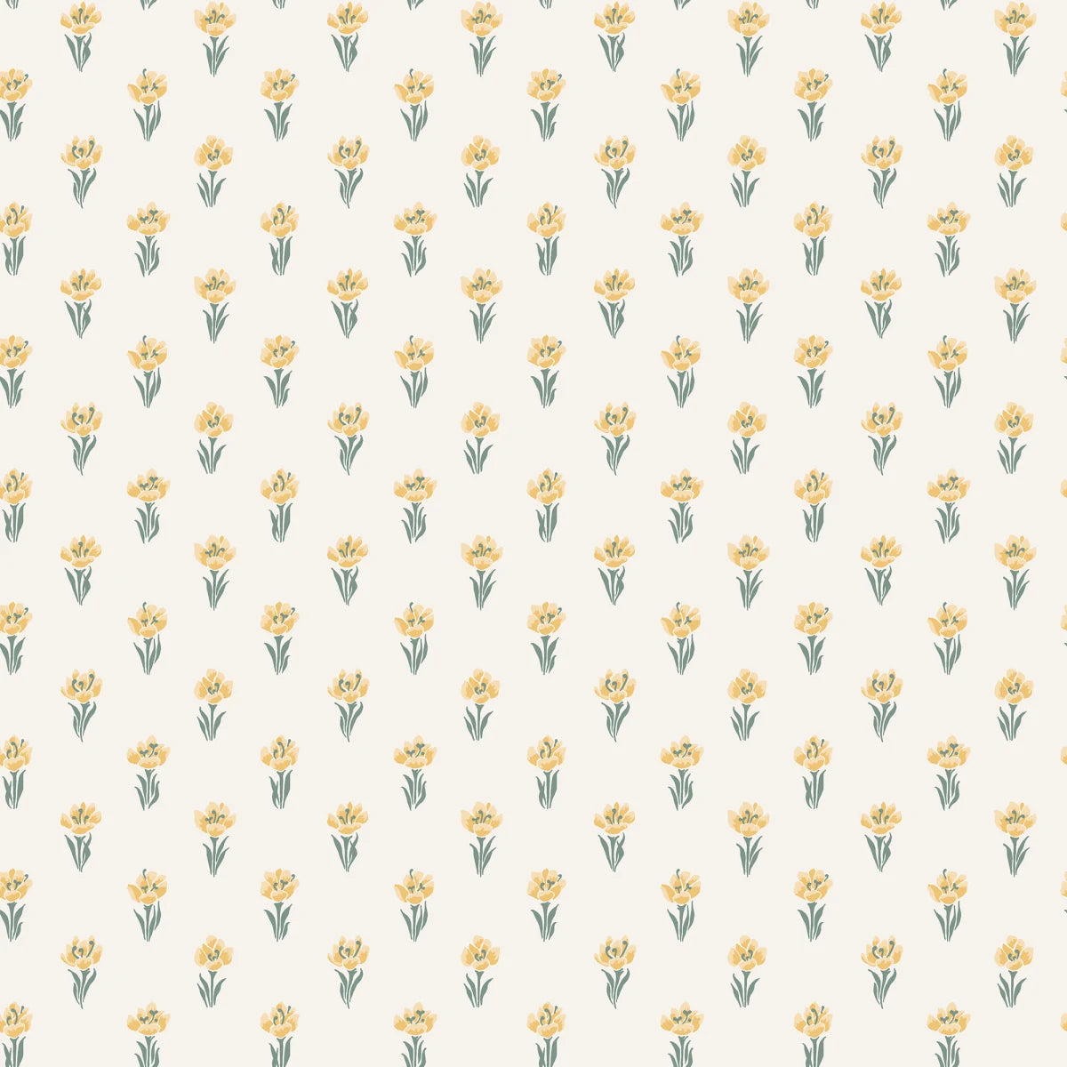 Betty wallpaper - eight tiny crocuses named "Timeless" are gathered in this decorative pattern, created in collaboration with Johanna Bradford. 