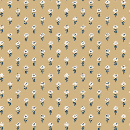 Betty wallpaper - eight tiny crocuses named "Timeless" are gathered in this decorative pattern, created in collaboration with Johanna Bradford.