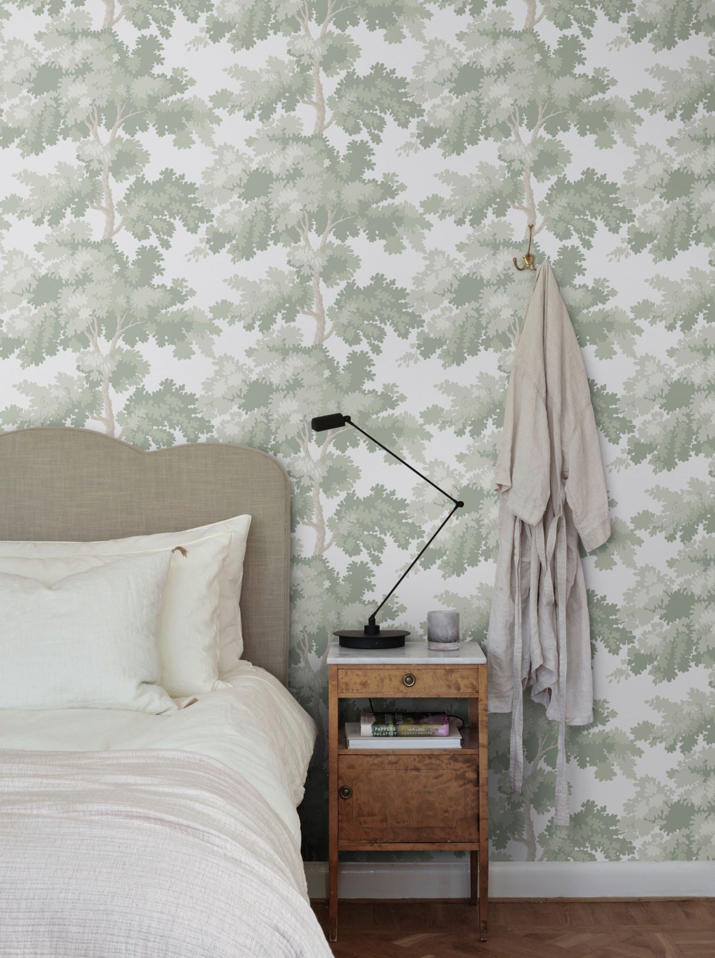 Raphael is one of our most popular wallpapers. The pattern gives you treetops in a wide range of color combinations. 