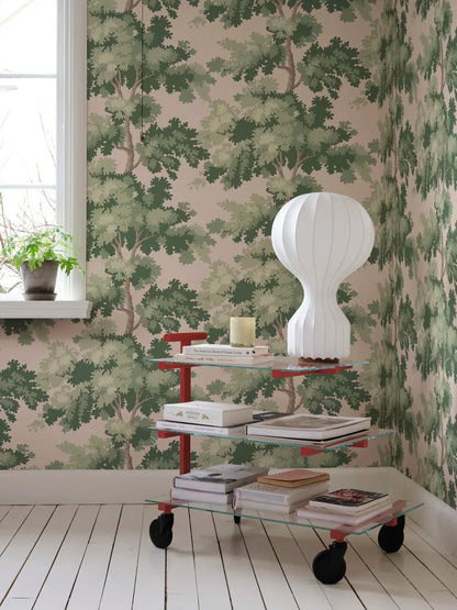 Raphael is one of our most popular wallpapers. The pattern gives you treetops in a wide range of color combinations. 