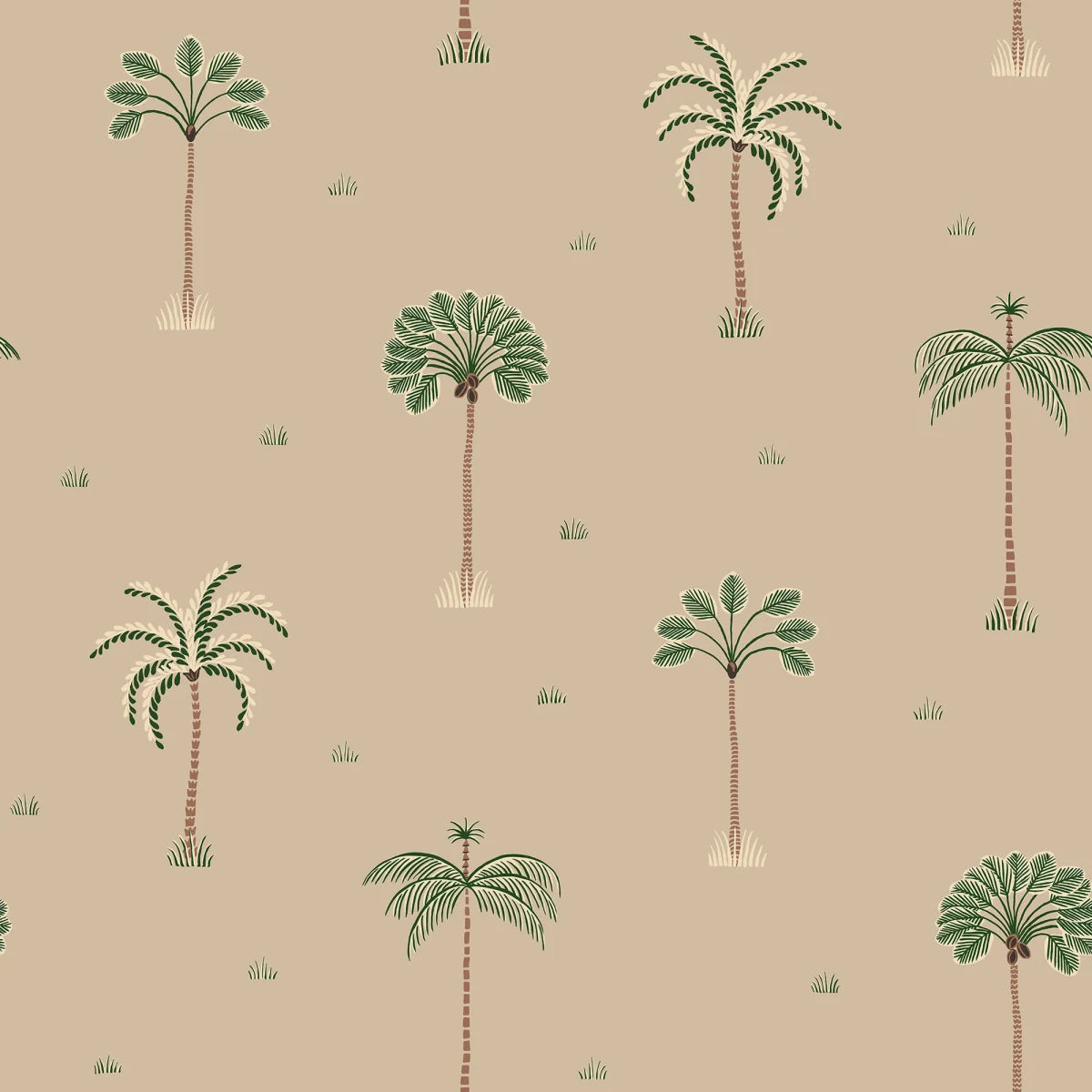  Like small ornaments, stylized palm trees proudly adorn this decorative wallpaper. A pattern with both a playful and exclusive feel. 