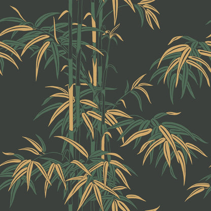 The wallpaper Leon, Charcoal features a dark charcoal background with deep green and yellow highlights.