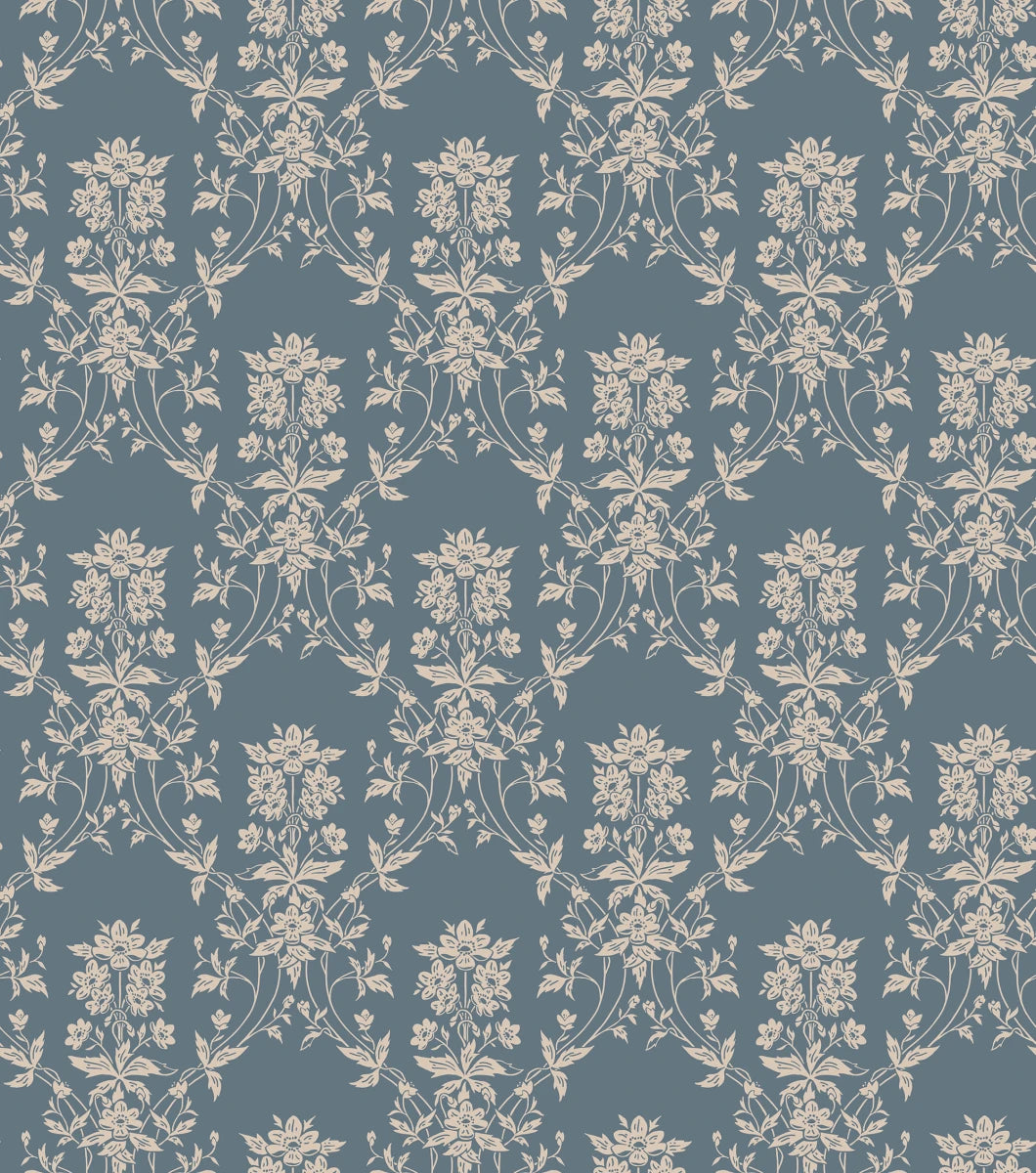 Alva wallpaper welcomes spring into the room with its detailed bouquets of anemones, creating a tranquil, serene backdrop