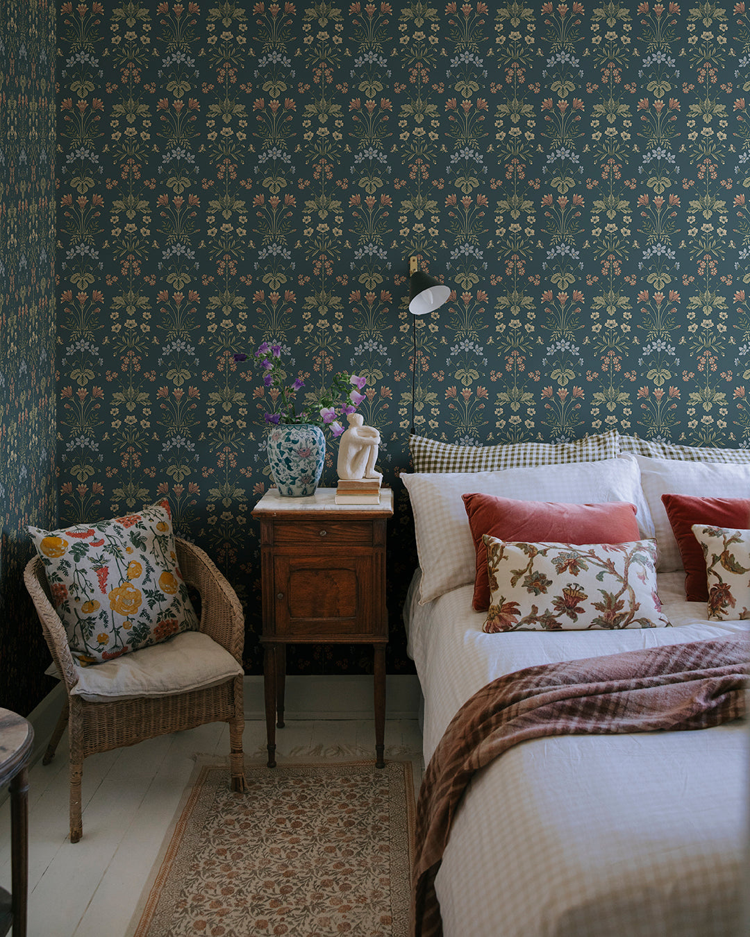 This rare medallion wallpaper includes Bluebell, Wood Anemone, Cowslip, and Sun Rose.