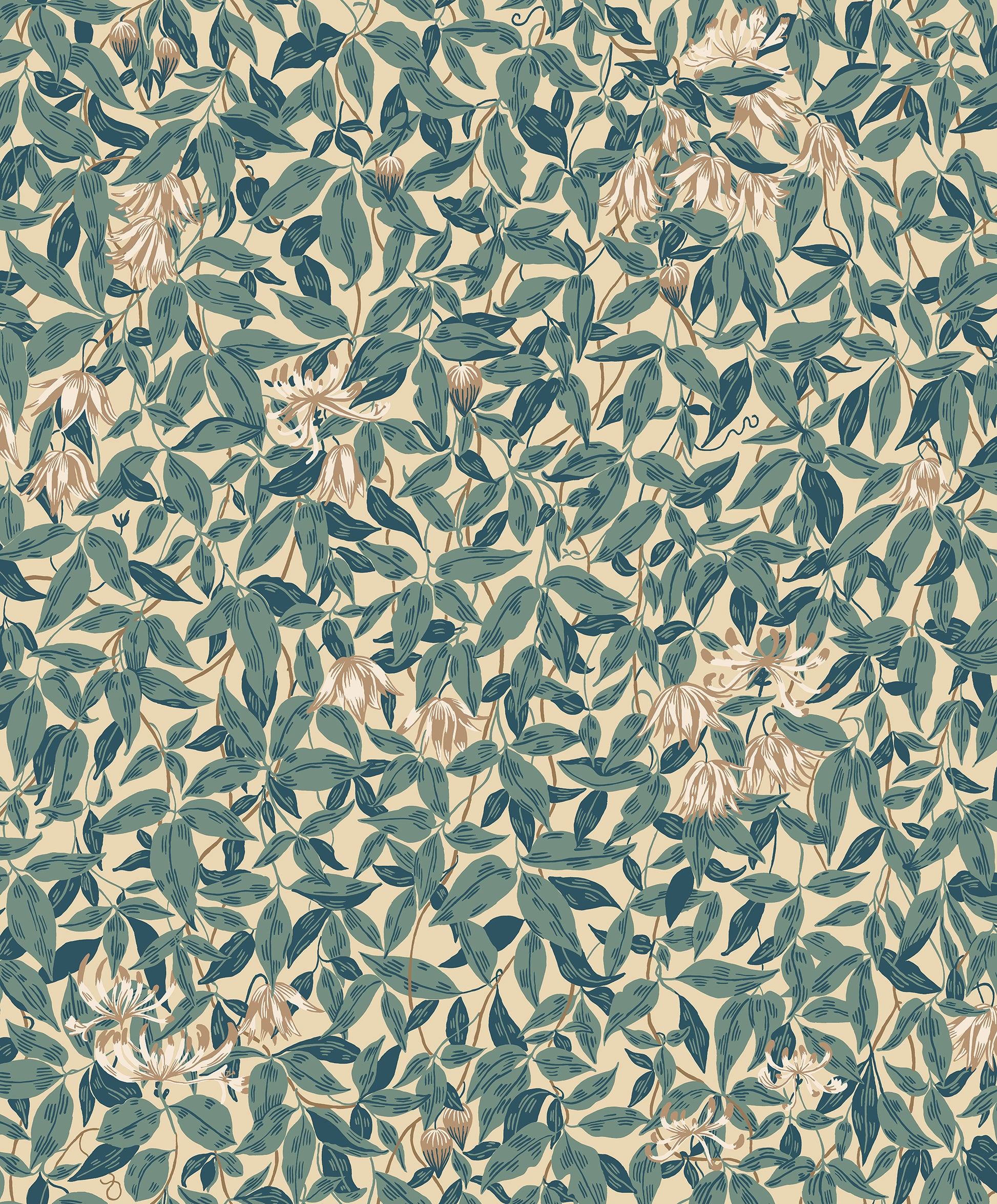  Our popular Linnea pattern, featuring softly verdant clematis and honeysuckle, this wallpaper brings character and life to your home. 