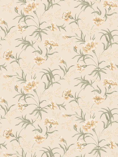 Decorative small clusters of carnations soothe the eternal longing for summer in our wallpaper favorite Emilie.