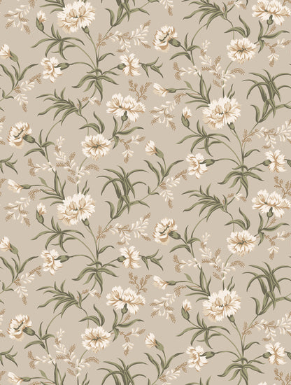 Decorative small clusters of carnations soothe the eternal longing for summer in our wallpaper favorite Emilie.
