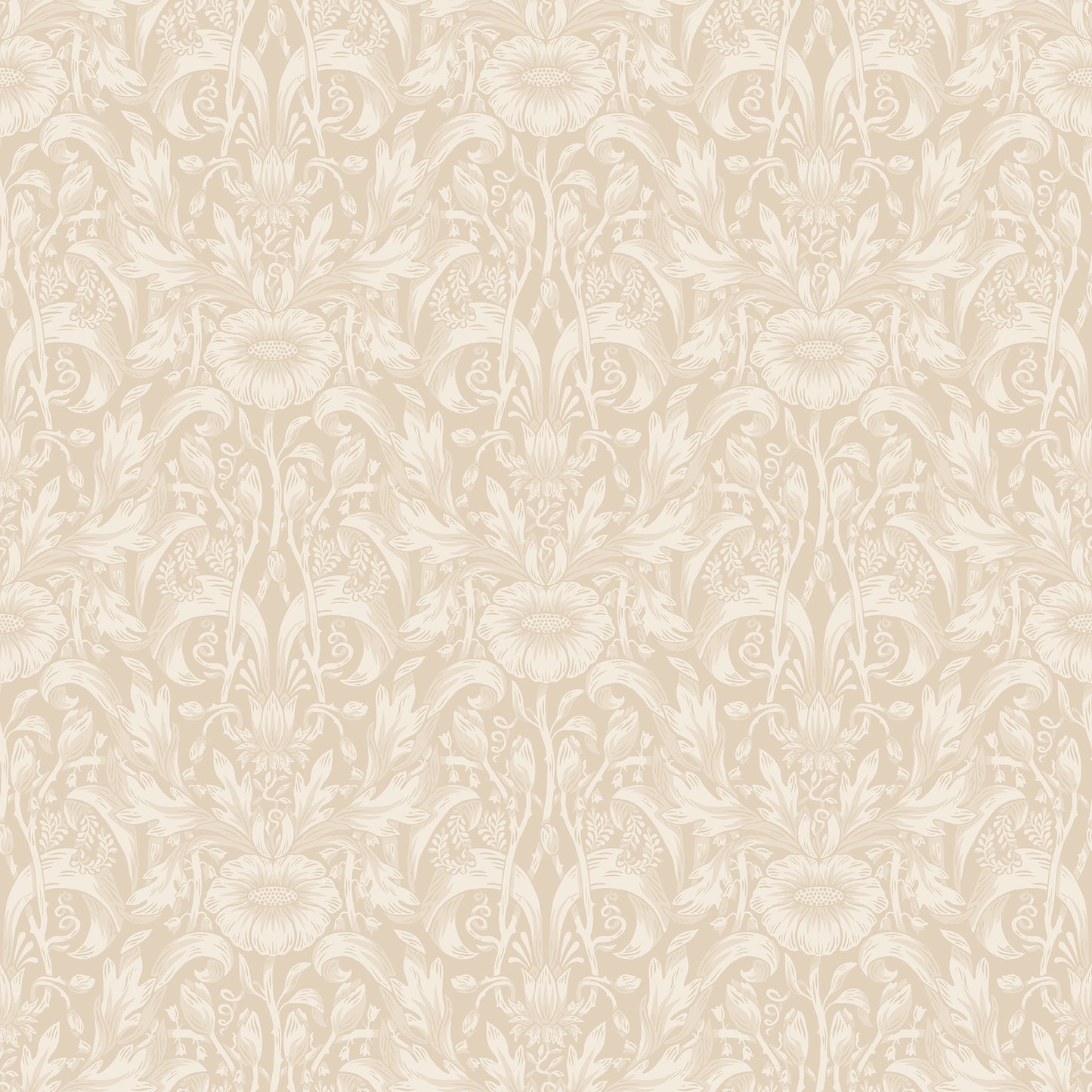 Emil is our interpretation of a classic medallion wallpaper pattern, featuring an intriguing richness of details with leaves and arching stems.