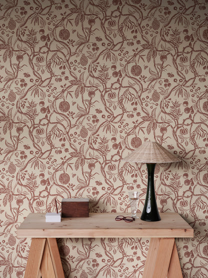 Immerse your space in the enchanting allure of the Tree of Life wallpaper in a rich burgundy hue.