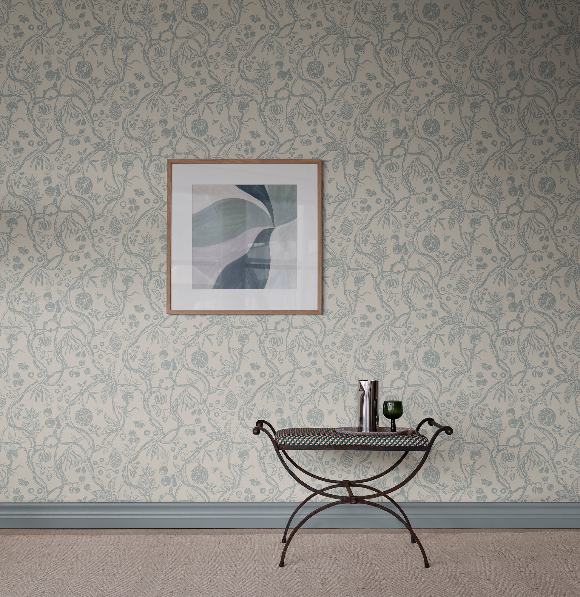 Discover the timeless allure of our Tree of Life wallpaper in soothing light blue tones.