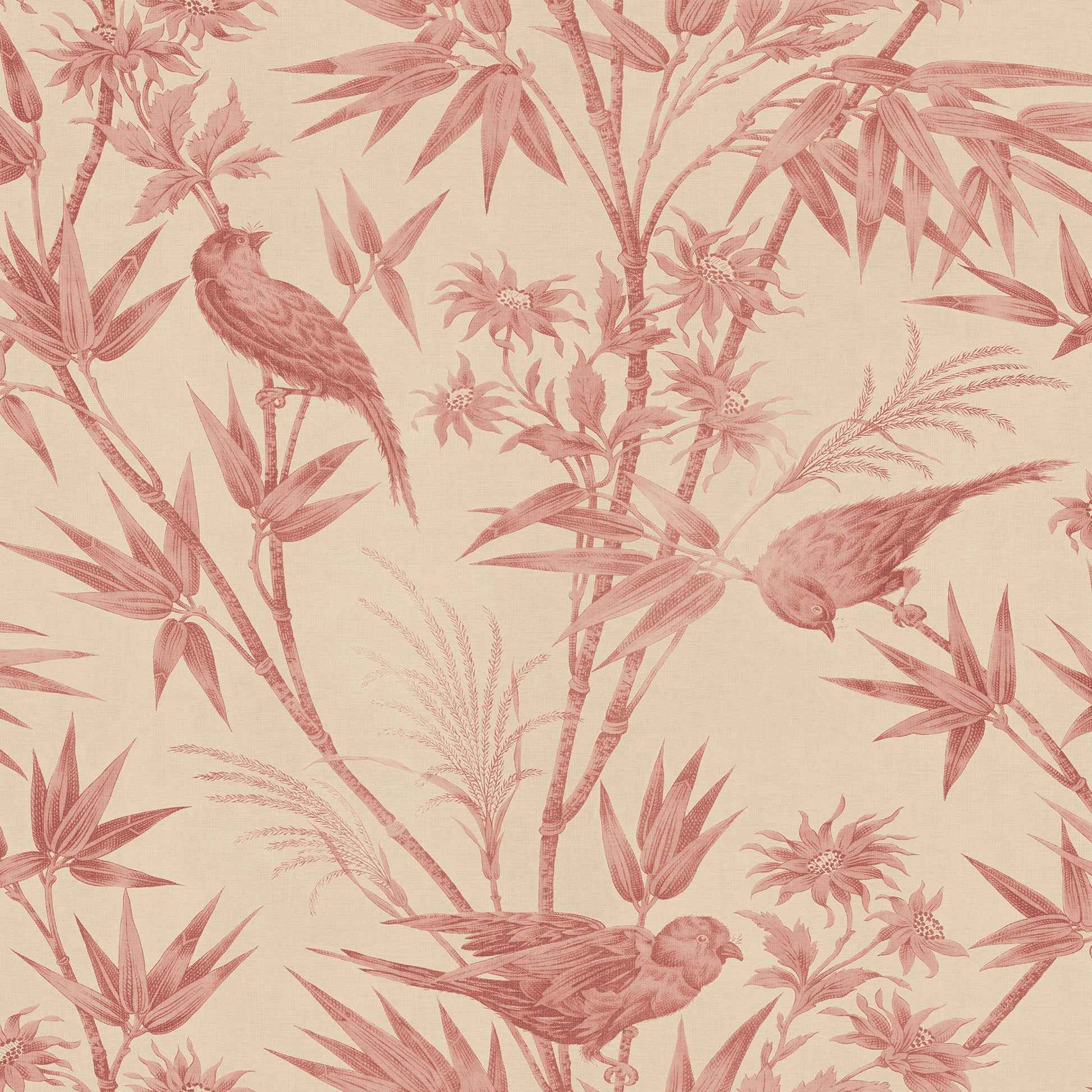  Embrace the classic toile charm of the Celeste wallpaper in a warm red palette. 