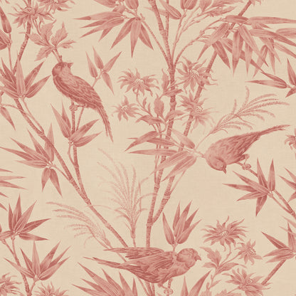  Embrace the classic toile charm of the Celeste wallpaper in a warm red palette. 