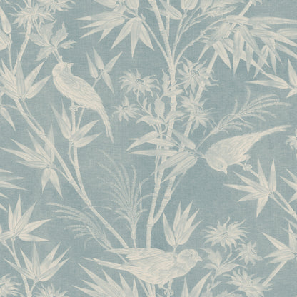 Celeste Misty Blue wallpaper offers a classic toile feel with a soft textile appearance.