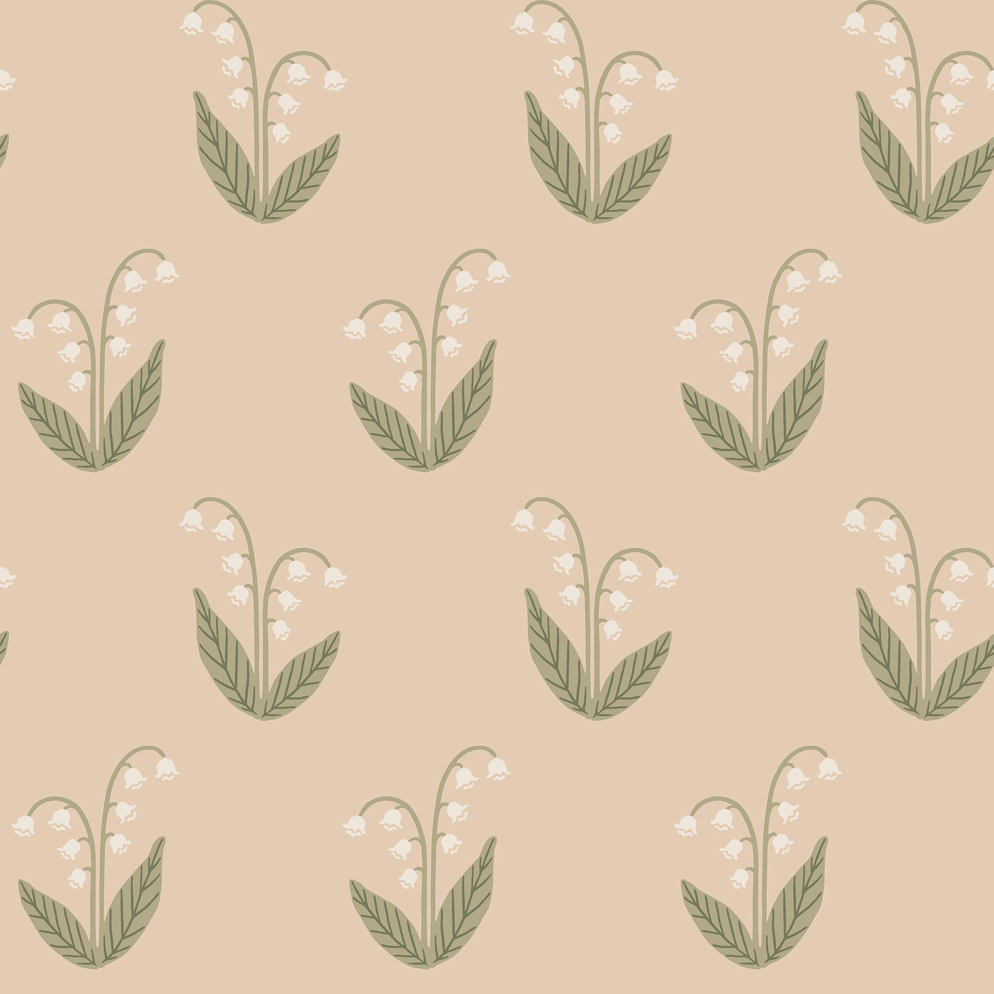 This wallpaper features lily of the valley in soft blush tones, capturing nature's grace with its relaxed and decorative form. 