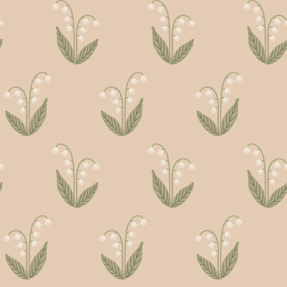  This wallpaper features lily of the valley in soft blush tones, capturing nature's grace with its relaxed and decorative form. 