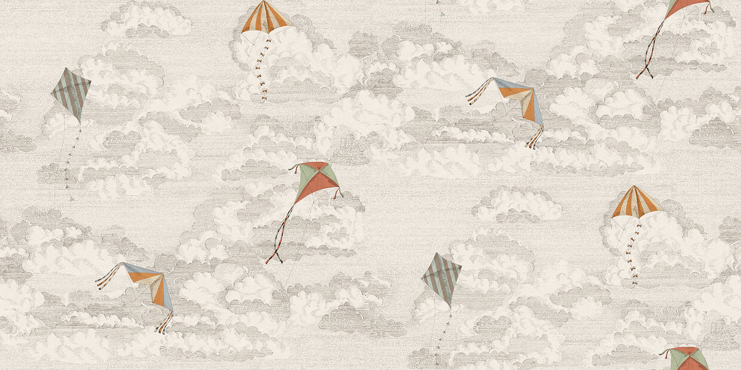 Bonnie and Kites wallpaper captures the playful whimsy of kites soaring across a hand-drawn sky.