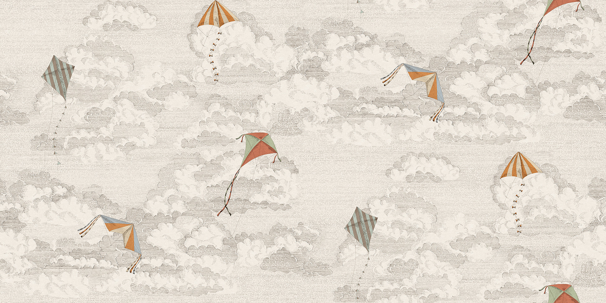 Bonnie and Kites wallpaper captures the playful whimsy of kites soaring across a hand-drawn sky.