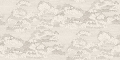 Experience the quiet elegance of the Bonnie wallpaper in graphite. This design captures a dreamy sky view with scattered clouds that evoke classic etchings
