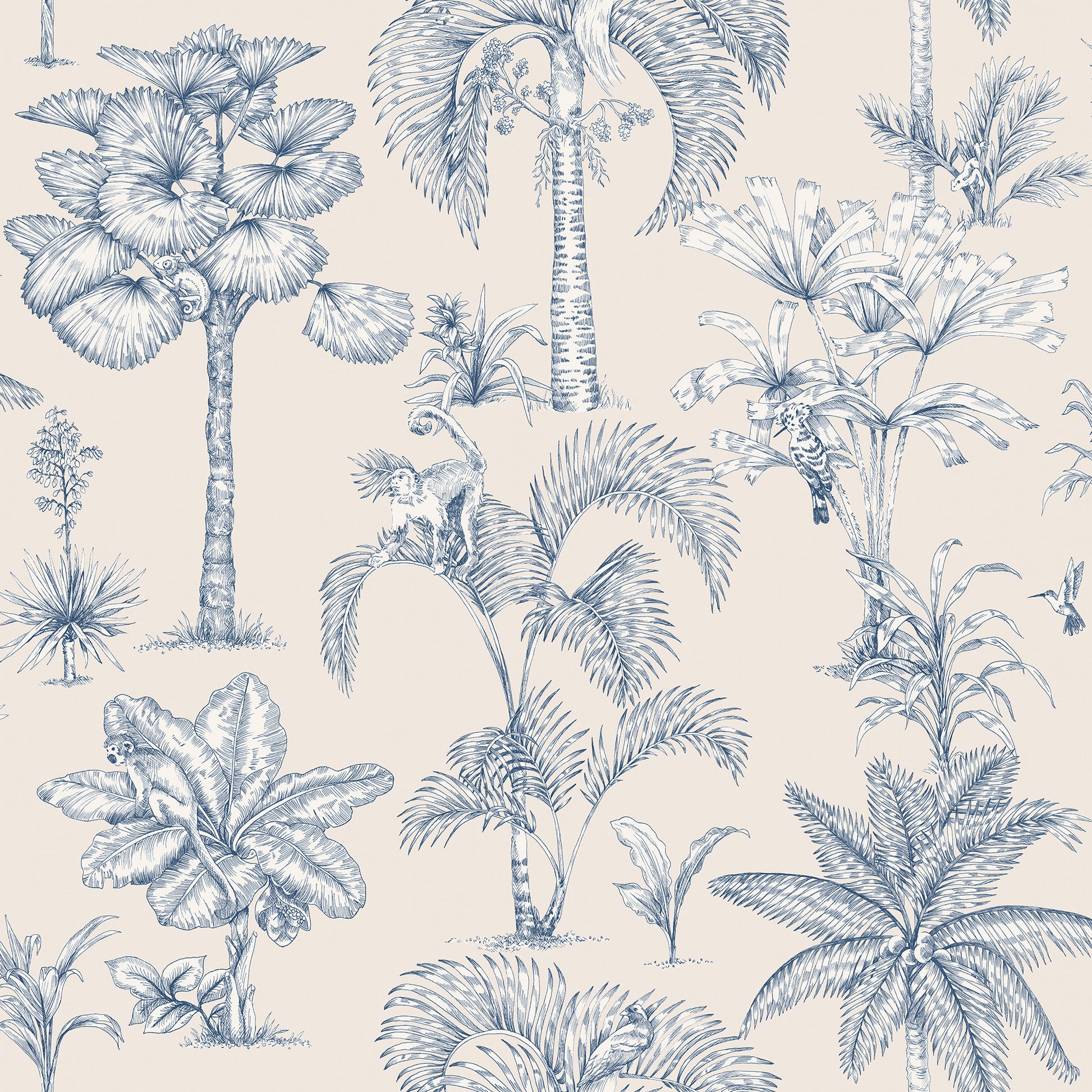Discover the enchanting jungle kingdom with our Adele wallpaper. Intricate palm drawings combine with hidden exotic animals to create a mesmerizing tableau that captivates both young and old.