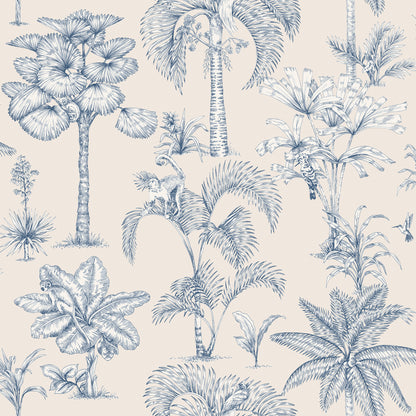 Discover the enchanting jungle kingdom with our Adele wallpaper. Intricate palm drawings combine with hidden exotic animals to create a mesmerizing tableau that captivates both young and old.