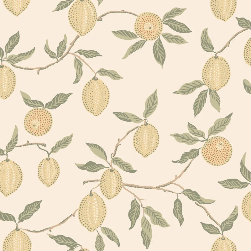 Let the captivating Limone wallpaper whisk you away to sun-drenched Italian groves. With its vibrant lemon branches and lush green leaves, this design refreshingly encapsulates the zest of life. Perfect for adding a splash of color and a touch of Mediterranean flair to your space.