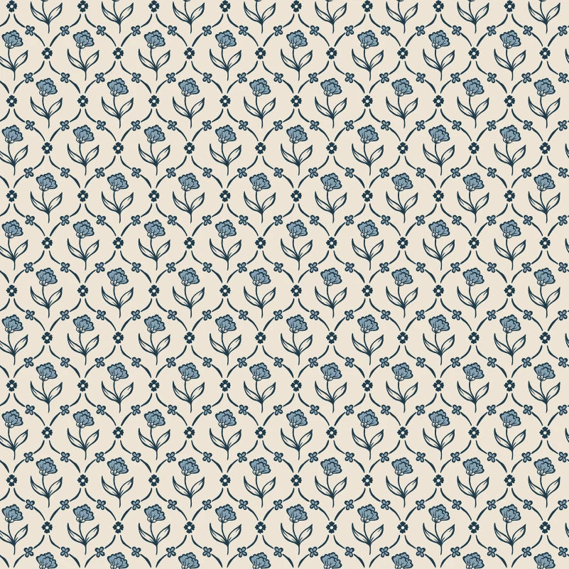 Elena Blue: A Timeless Floral Embrace
Elena in Blue offers a classic floral medallion design with echoes of domino paper and folk trellis patterns. This delicate print brings a touch of history, elegance, and charm to any room.