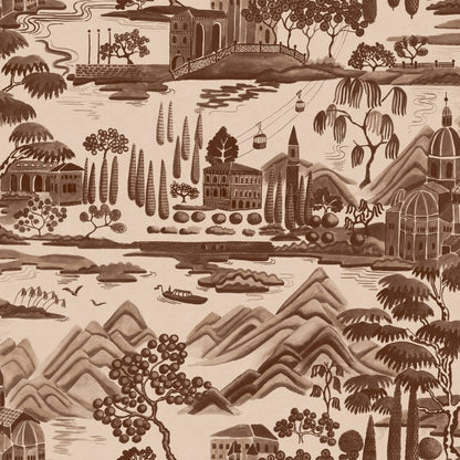 Lake Como Elegance in Rich Brown
Capture the essence of Italy's stunning Lake Como with this intricate toile design.