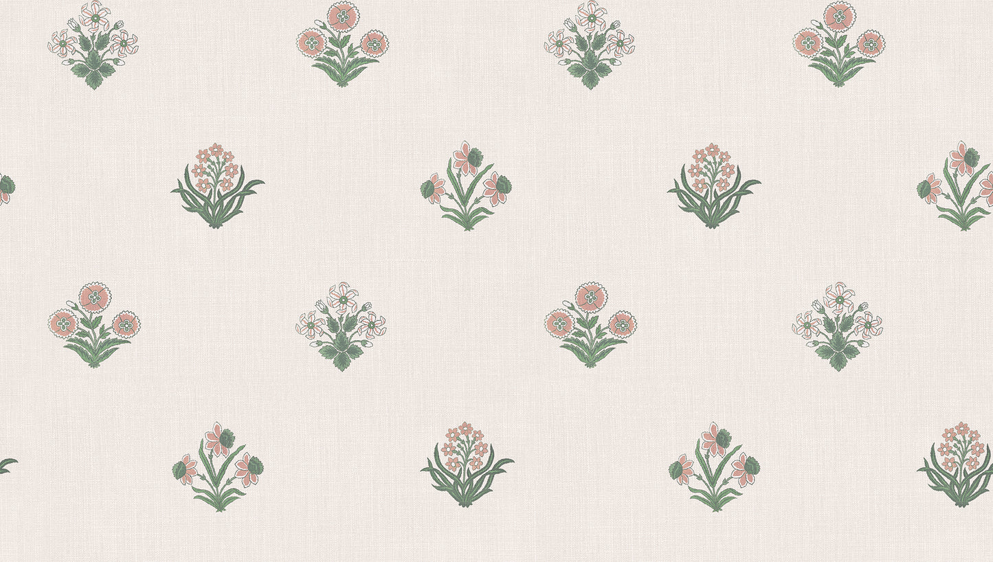 Infuse your space with Amy's charming wallpaper with delicate floral details. This subtle