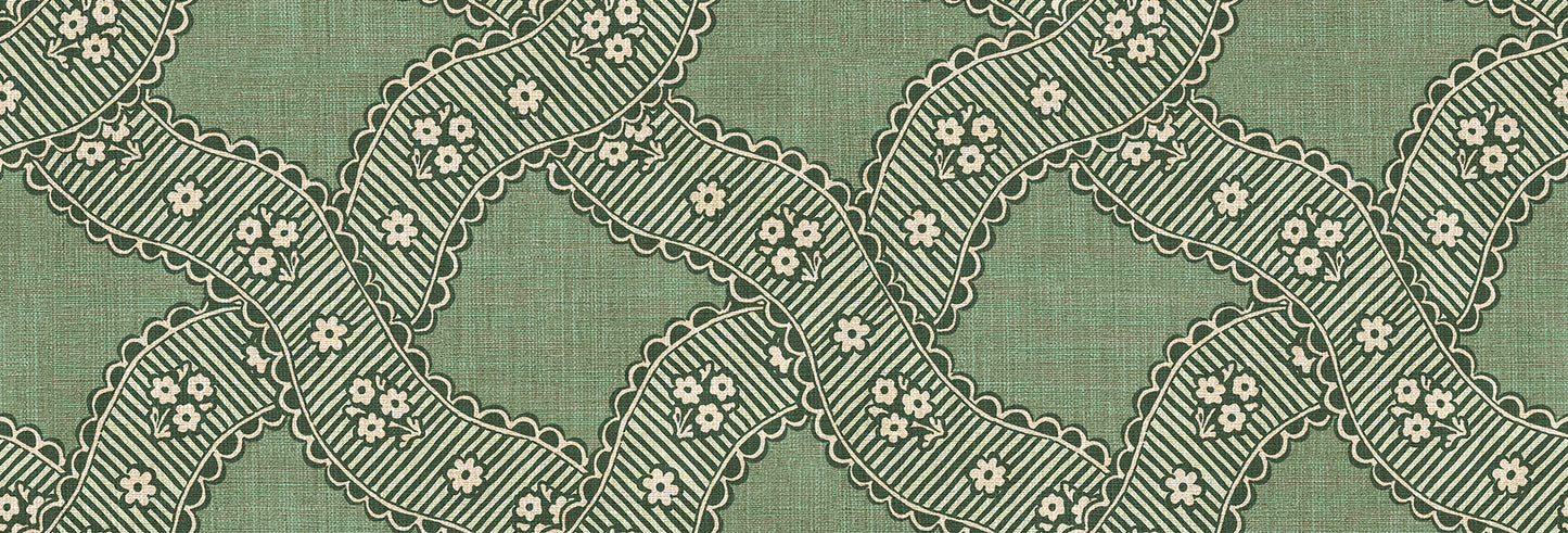 Step into the elegance of 18th-century French design with Annie's medallion pattern. This beautiful green wallpaper blends classic ornamentation with a modern twist