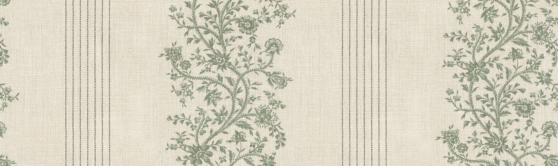  Embrace timeless elegance with the Natalie wallpaper, flaunting graceful floral garlands intertwined with classic stripes. 