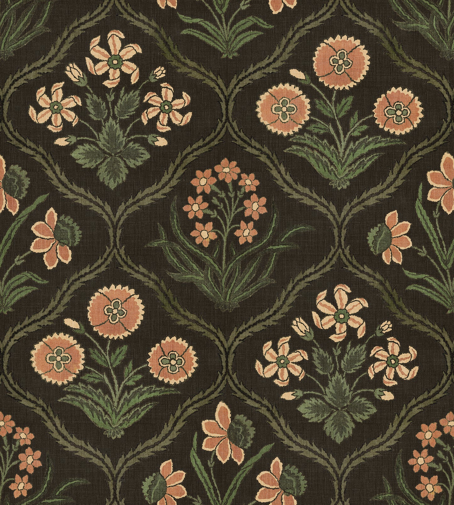 Rosa Charcoal wallpaper brings a touch of French elegance with its 19th-century inspired floral medallions.