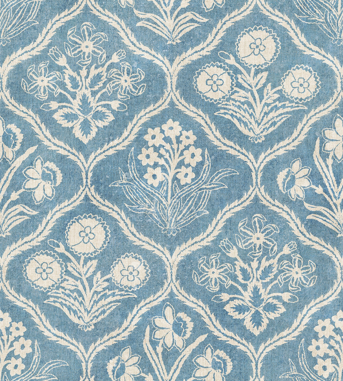  Experience the grace of 19th-century French elegance with the Rosa Blue wallpaper. 