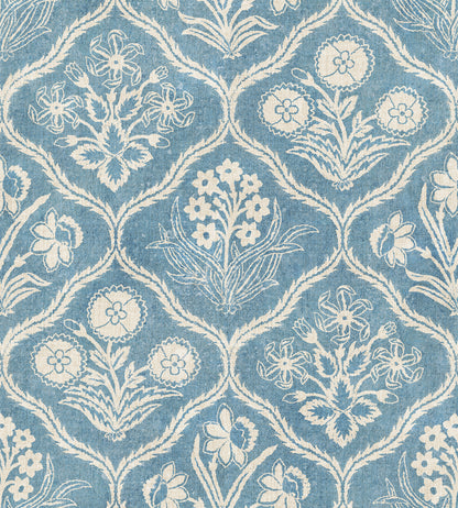  Experience the grace of 19th-century French elegance with the Rosa Blue wallpaper. 