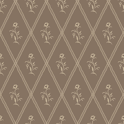 Colored in a captivating dark brown tone with beige detailing, our Signe wallpaper transports you to the allure and splendor of the 1920s. 