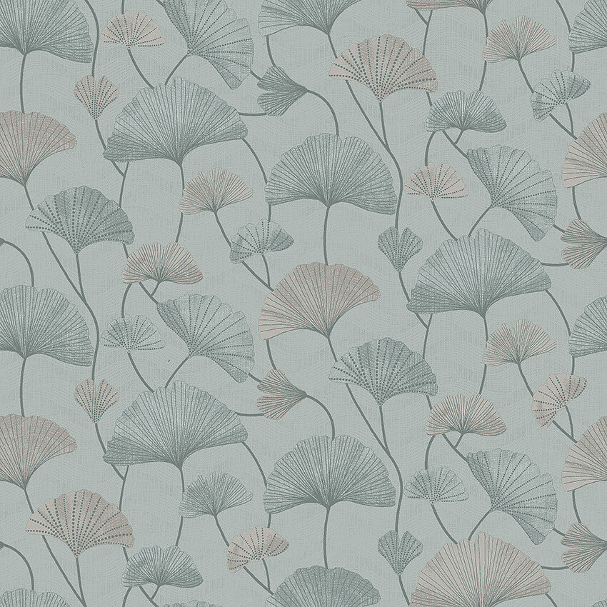 Set on a light blue background with blue, turquoise and shimmering silver, our Sophia wallpaper evokes a sense of tranquillity and serenity.