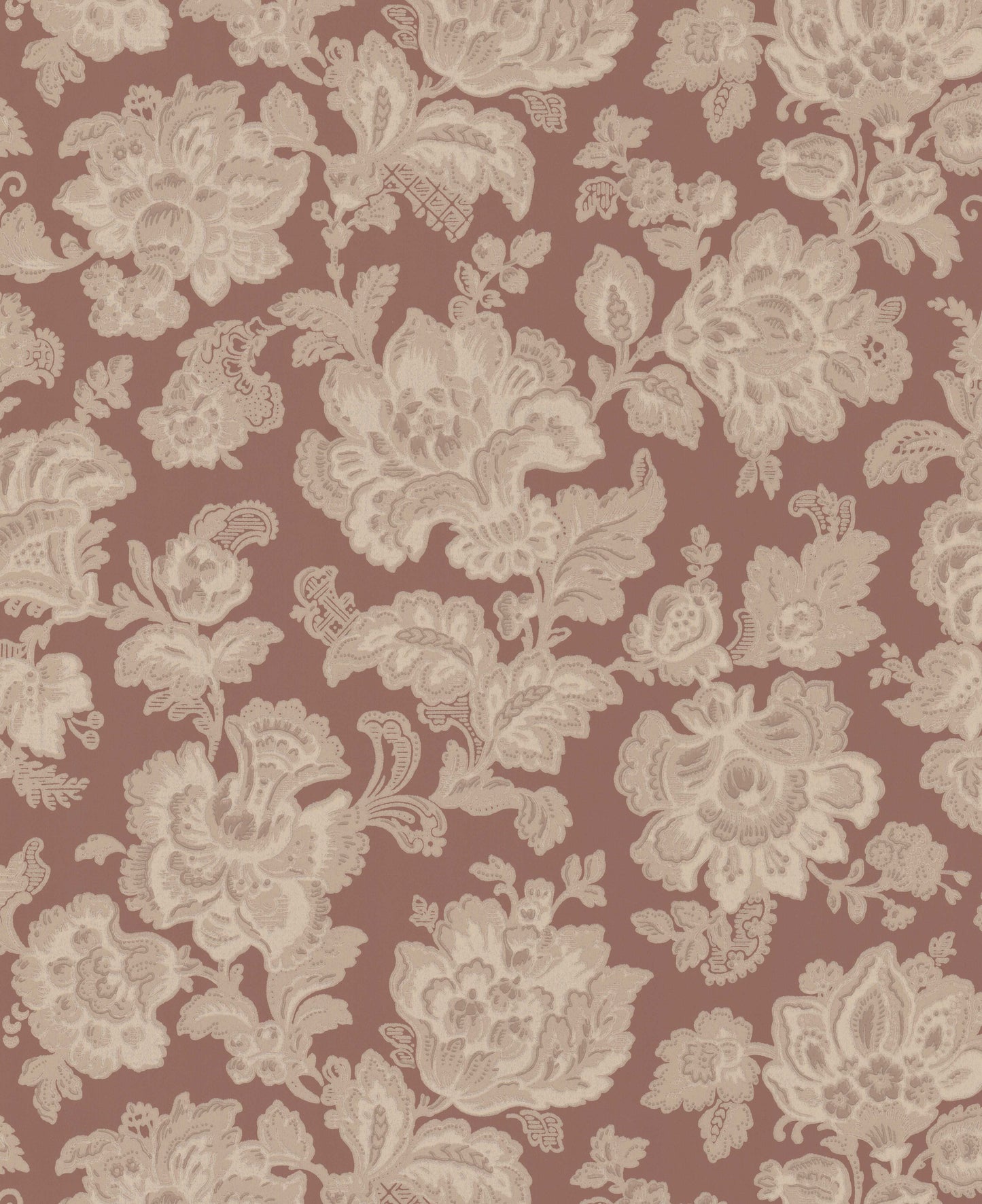 tor Ros (“Big Rose”) is a classic late-19th-century wallpaper design featuring large, expressive flowers with soft, rounded shapes arranged in a dense, flowing pattern. 