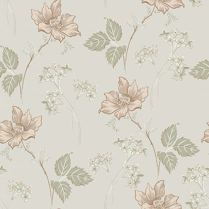 Embrace the gentle elegance of our Valborg wallpaper in a mild gray and soft pink palette.