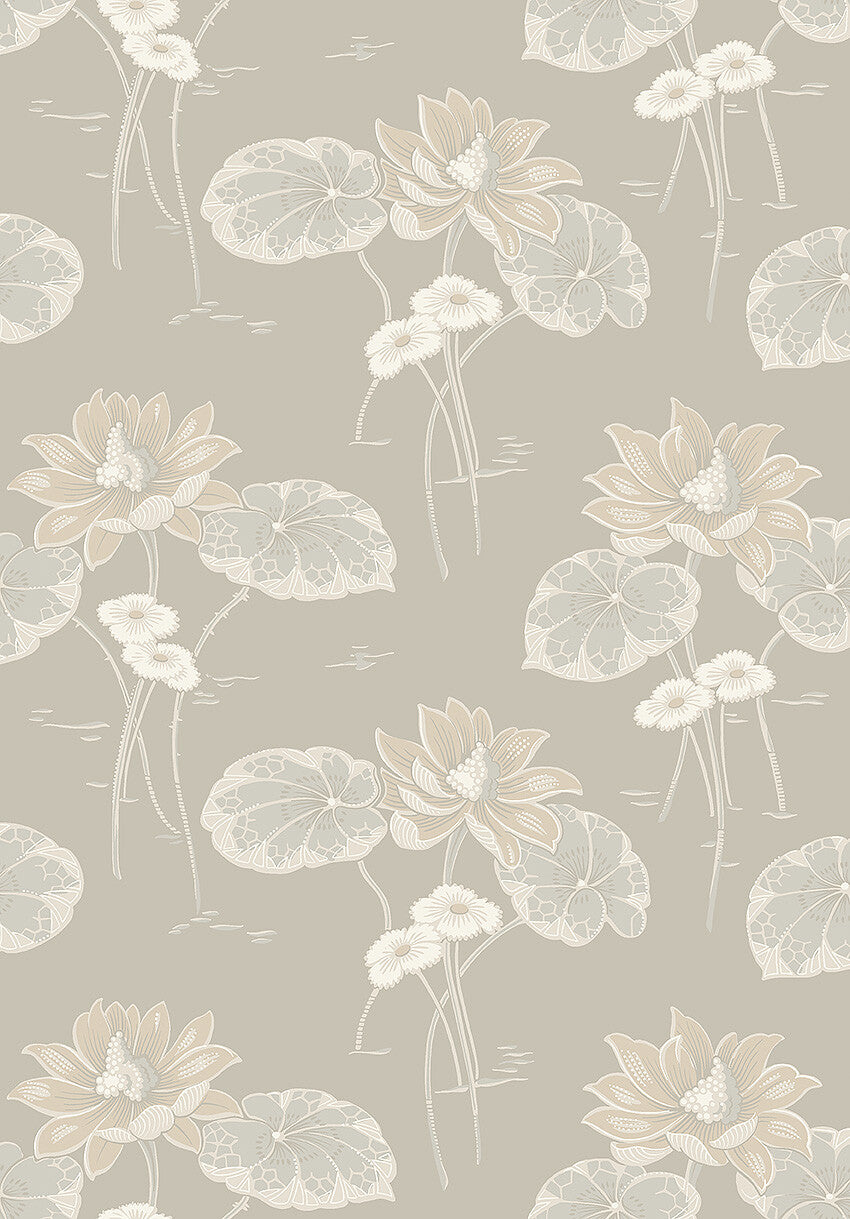  Colored in soft neutral palette of grey, white and gently shimmering silver tones, our Haga wallpaper is inspired by the beauty of Swedish nature. 