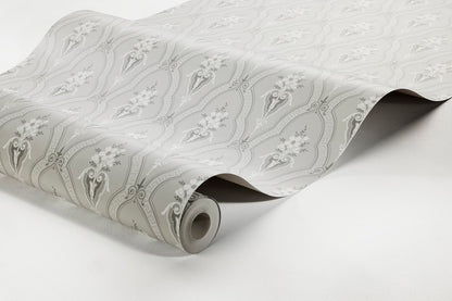  In soft misty shades of light grey with white detailing, our Klädesholmen wallpaper features a timeless and fresh design from the late 19th century. 