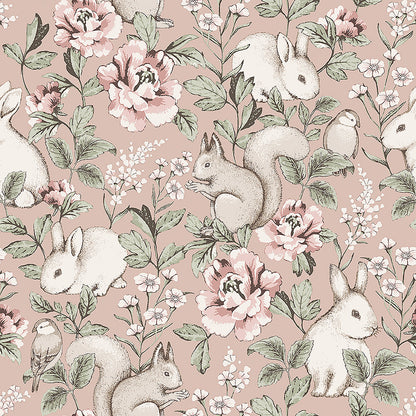 Colored in a pretty palette of pinks and greens, our Magic Forest wallpaper is utterly enchanting. 