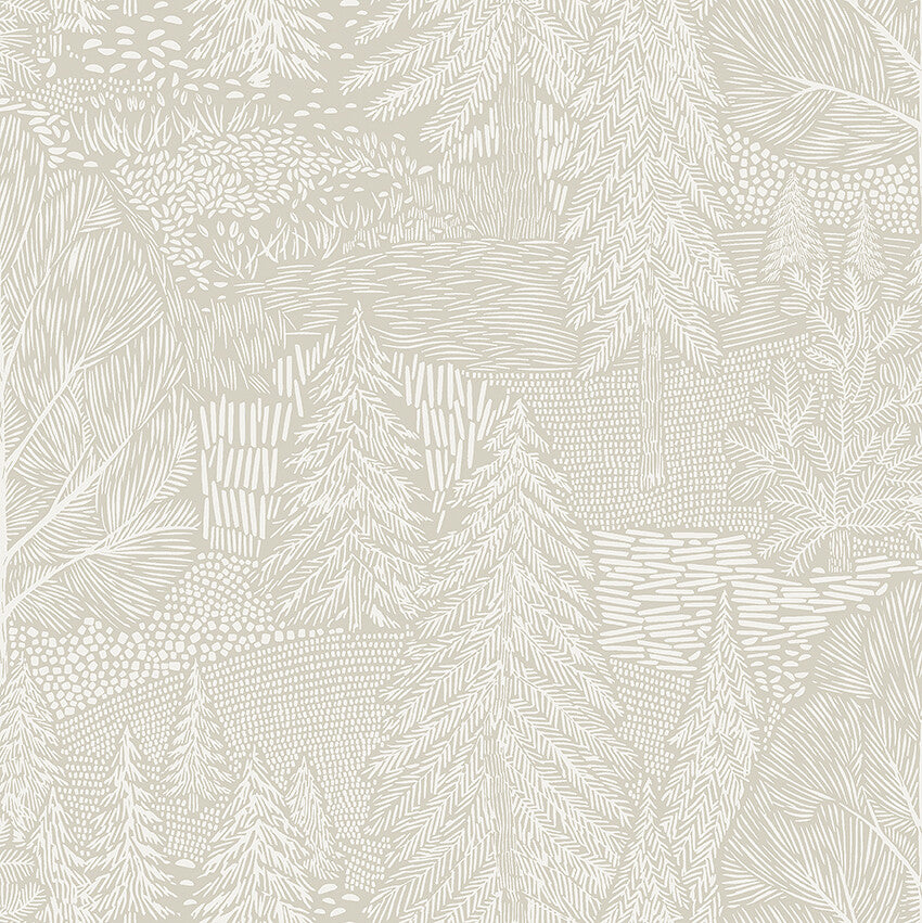 Northern Forest wallpaper features a bold and beautifully detailed dense fir tree pattern.