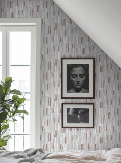 This wallpaper is a trip back to the 1950s with a clean and stripped surface that is a trademark of functional form.
