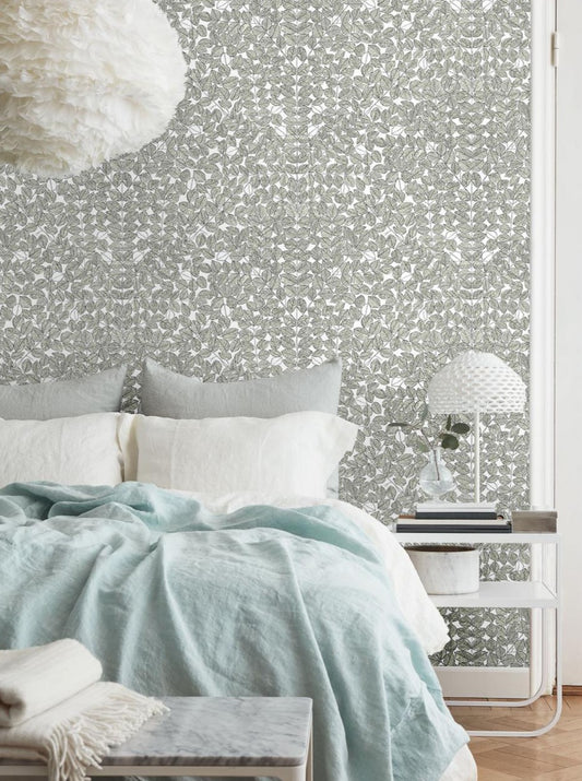 The wallpaper pattern is based on Viola Gråsten's original textile sketches that she made in 1964.