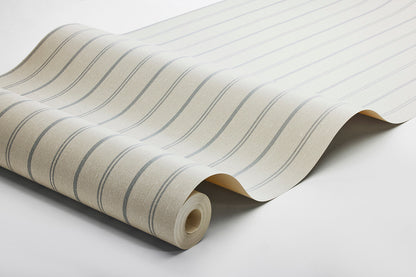 Woodland Stripe wallpaper is printed on our popular linen surface to create a tactile and cosy expression. 